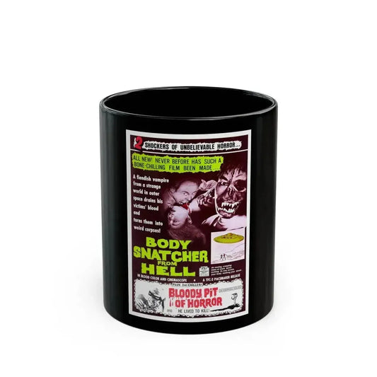 BODYSNATCHER FROM HELL + BLOODY PIT OF HORROR 1968 Movie Poster - Black Coffee Mug 11oz - Go Mug Yourself