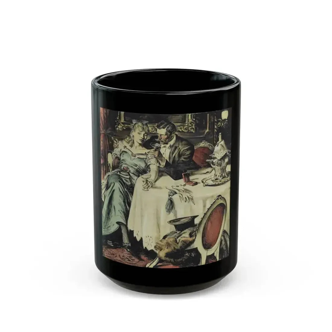 Bonanza Ha Tabor's Silver Empire, American Weekly story illustration, 1947 - Black Coffee Mug 15oz - Go Mug Yourself