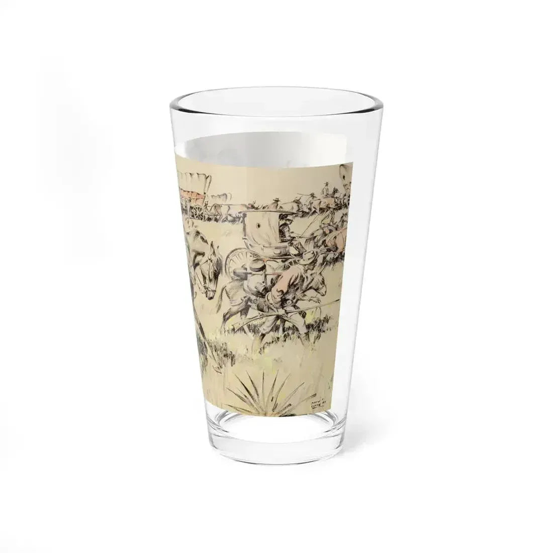Bonanza, The Comstock A Caravan Returns to Gold Canyon, American Weekly magazine, 1947 (Magazine Illustration) Pint Glass 16oz - Go Mug Yourself