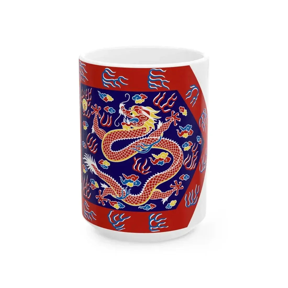 Bordered Blue Banner (China) White Coffee Mug 15oz - Go Mug Yourself