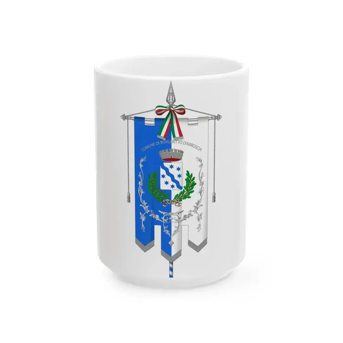 Borghetto dArroscia-Gonfalone (Italy) White Coffee Mug 15oz - Go Mug Yourself