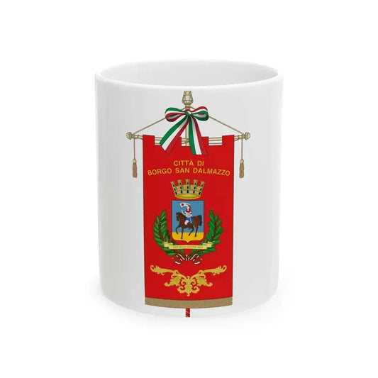 Borgo San Dalmazzo-Gonfalone (Italy) White Coffee Mug 11oz - Go Mug Yourself