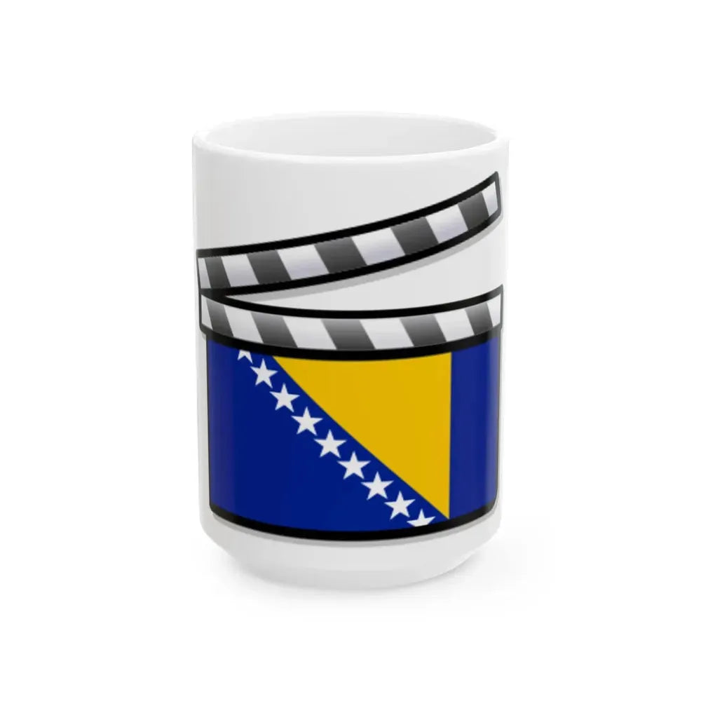 Bosnia and Herzegovina film clapperboard (Bosnia and Herzegovina) White Coffee Mug 15oz - Go Mug Yourself