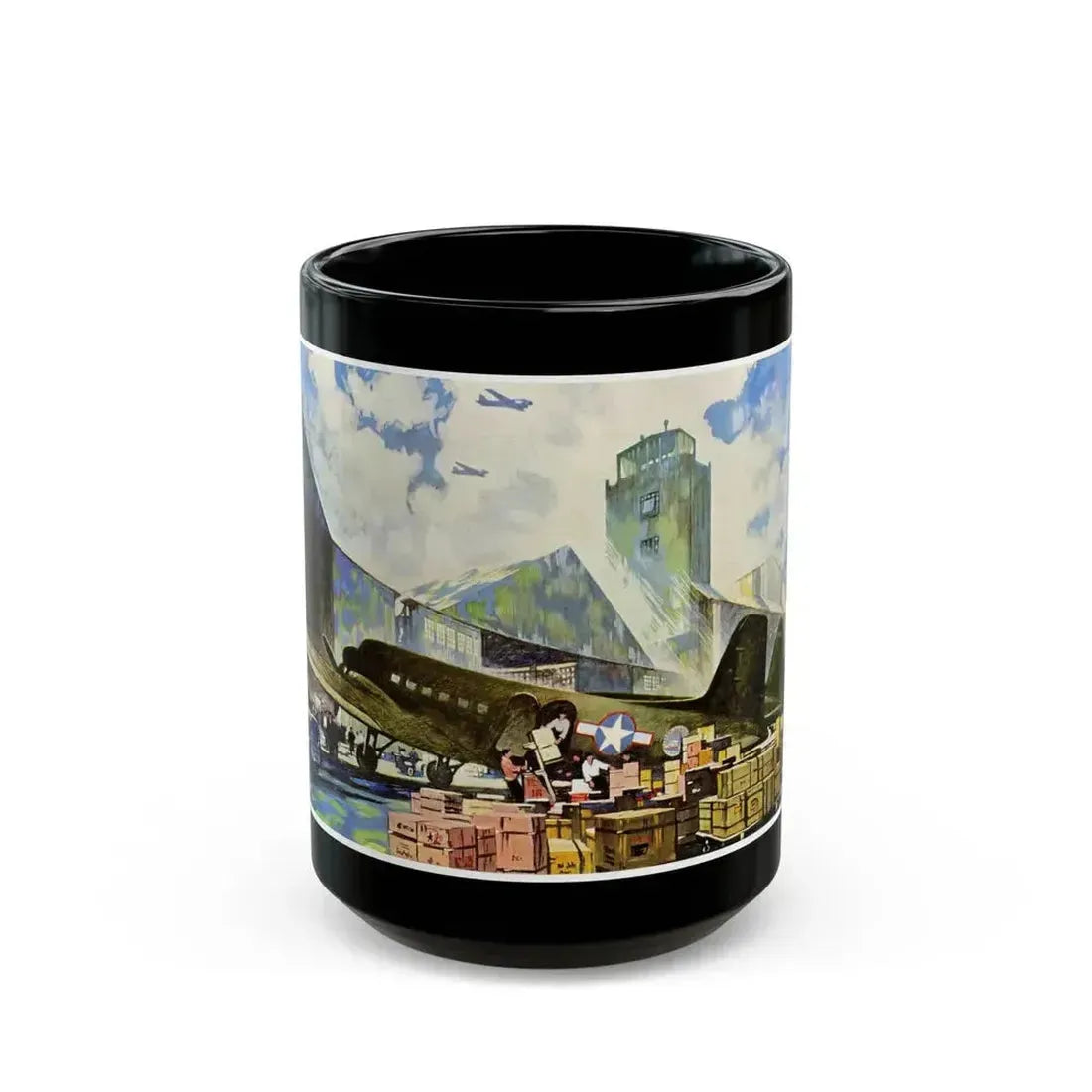 Bound For Bases in Africa, Europe and the Pacific, 1943 - Black Coffee Mug 15oz - Go Mug Yourself