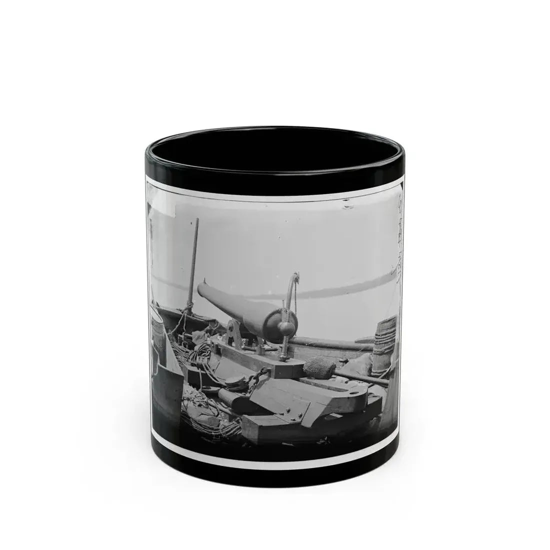 Bow Gun On Confederate Gunboat Teazer, Captured By The Maritanza (U.S. Civil War) Black Coffee Mug 11oz - Go Mug Yourself