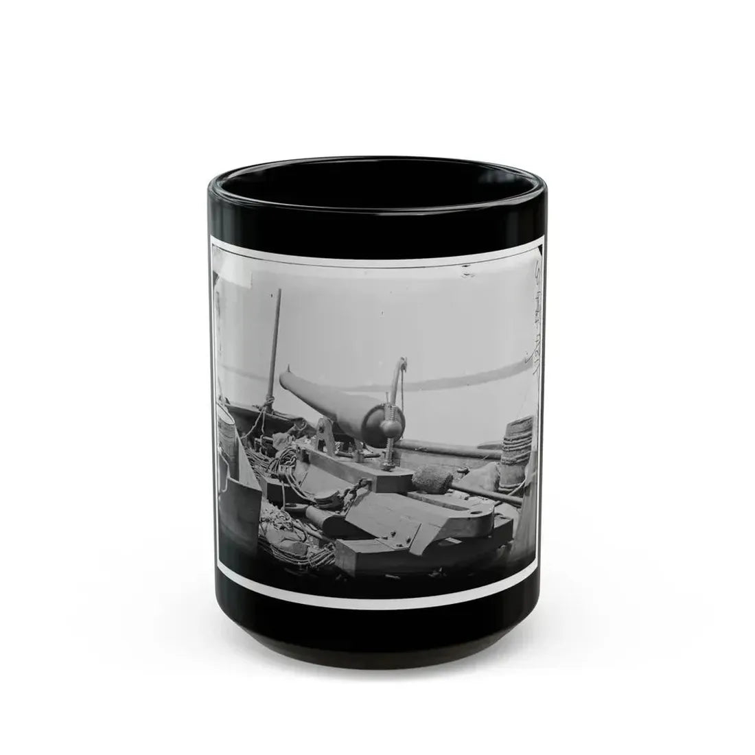 Bow Gun On Confederate Gunboat Teazer, Captured By The Maritanza (U.S. Civil War) Black Coffee Mug 15oz - Go Mug Yourself