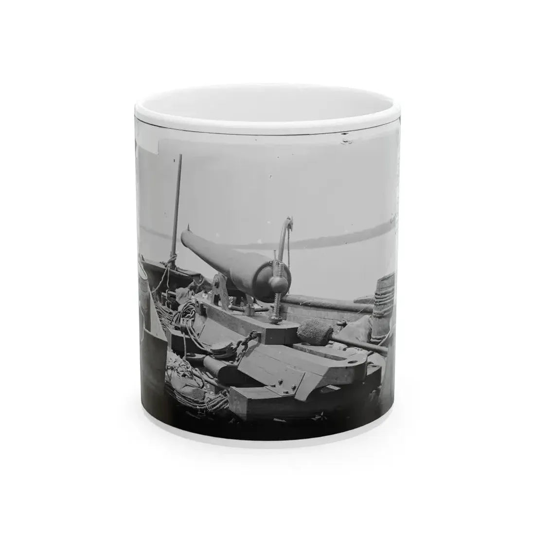 Bow Gun On Confederate Gunboat Teazer, Captured By The Maritanza (U.S. Civil War) White Coffee Mug 11oz - Go Mug Yourself