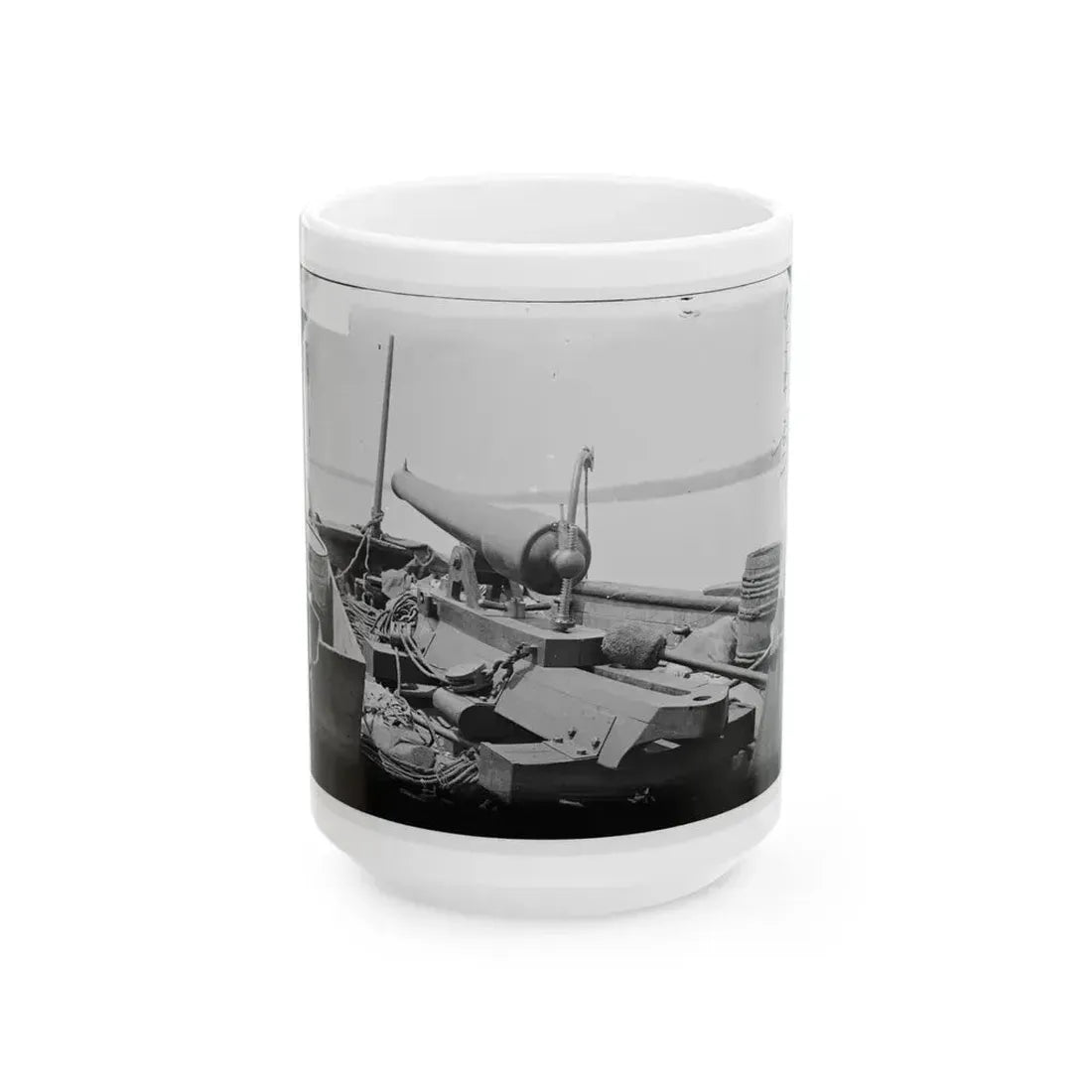 Bow Gun On Confederate Gunboat Teazer, Captured By The Maritanza (U.S. Civil War) White Coffee Mug 15oz - Go Mug Yourself