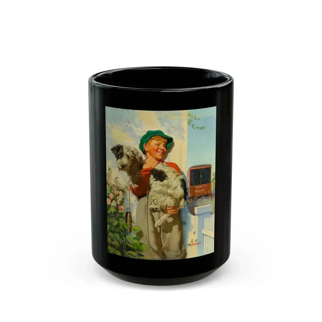 Boy and his Dog, This Week cover, September 6, 1936 - Black Coffee Mug 15oz - Go Mug Yourself