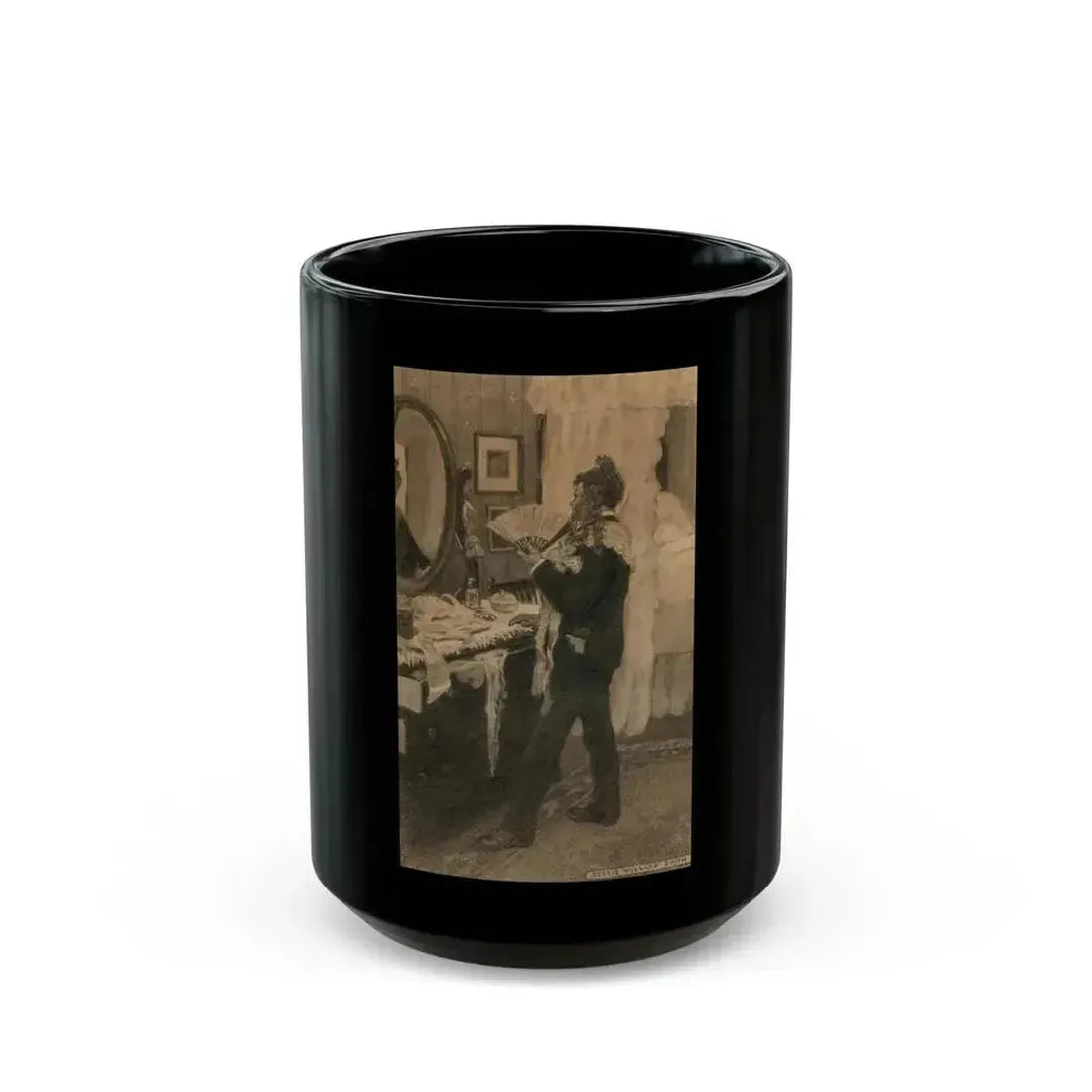 Boy Playing Dress-Up, story illustration - Black Coffee Mug 15oz - Go Mug Yourself
