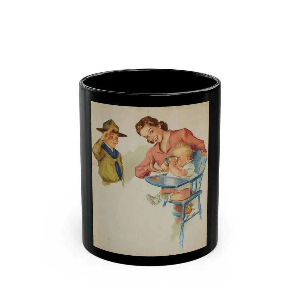Boy Scout Illustration - Black Coffee Mug 11oz - Go Mug Yourself