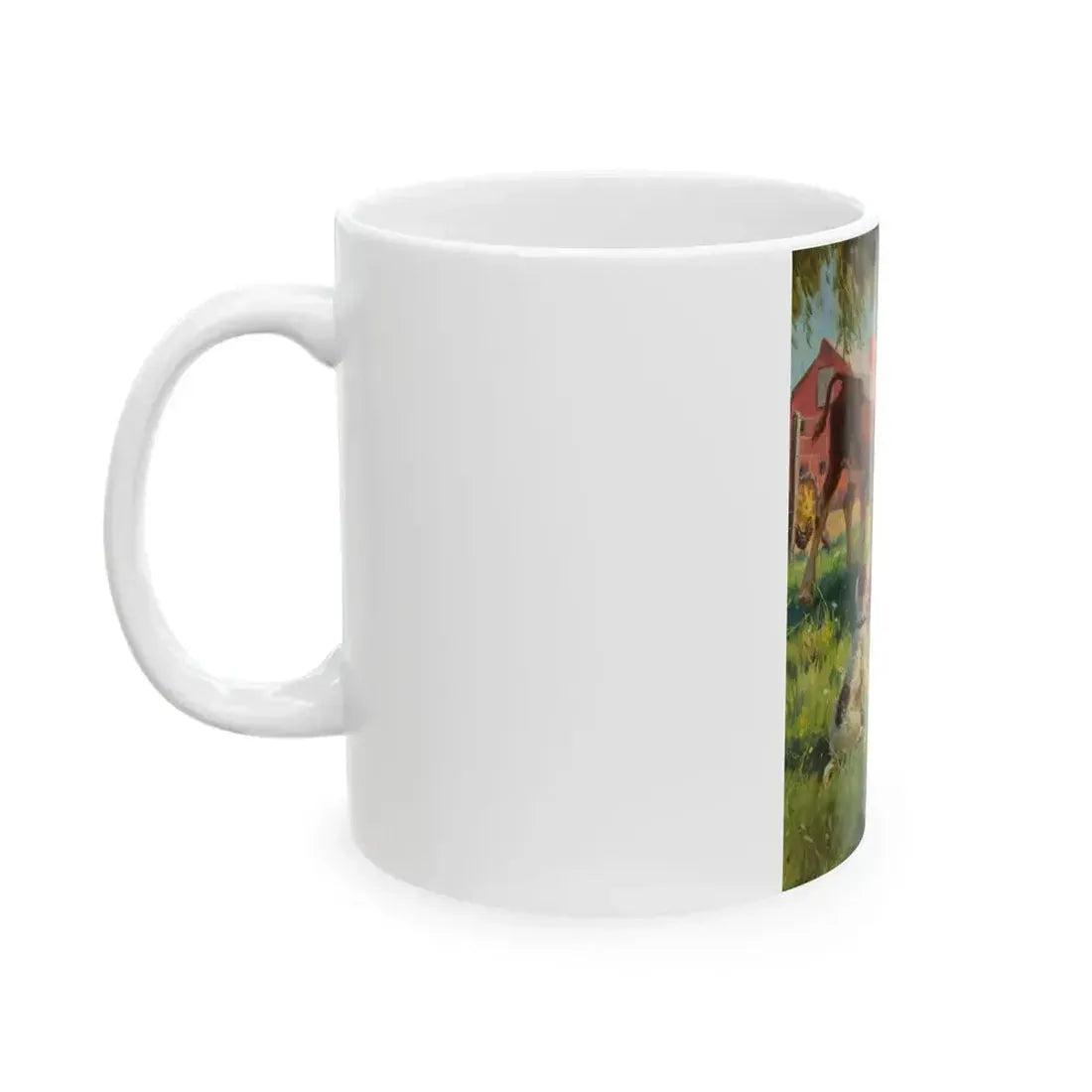Boy with Calf and Dog - White Coffee Mug - Go Mug Yourself