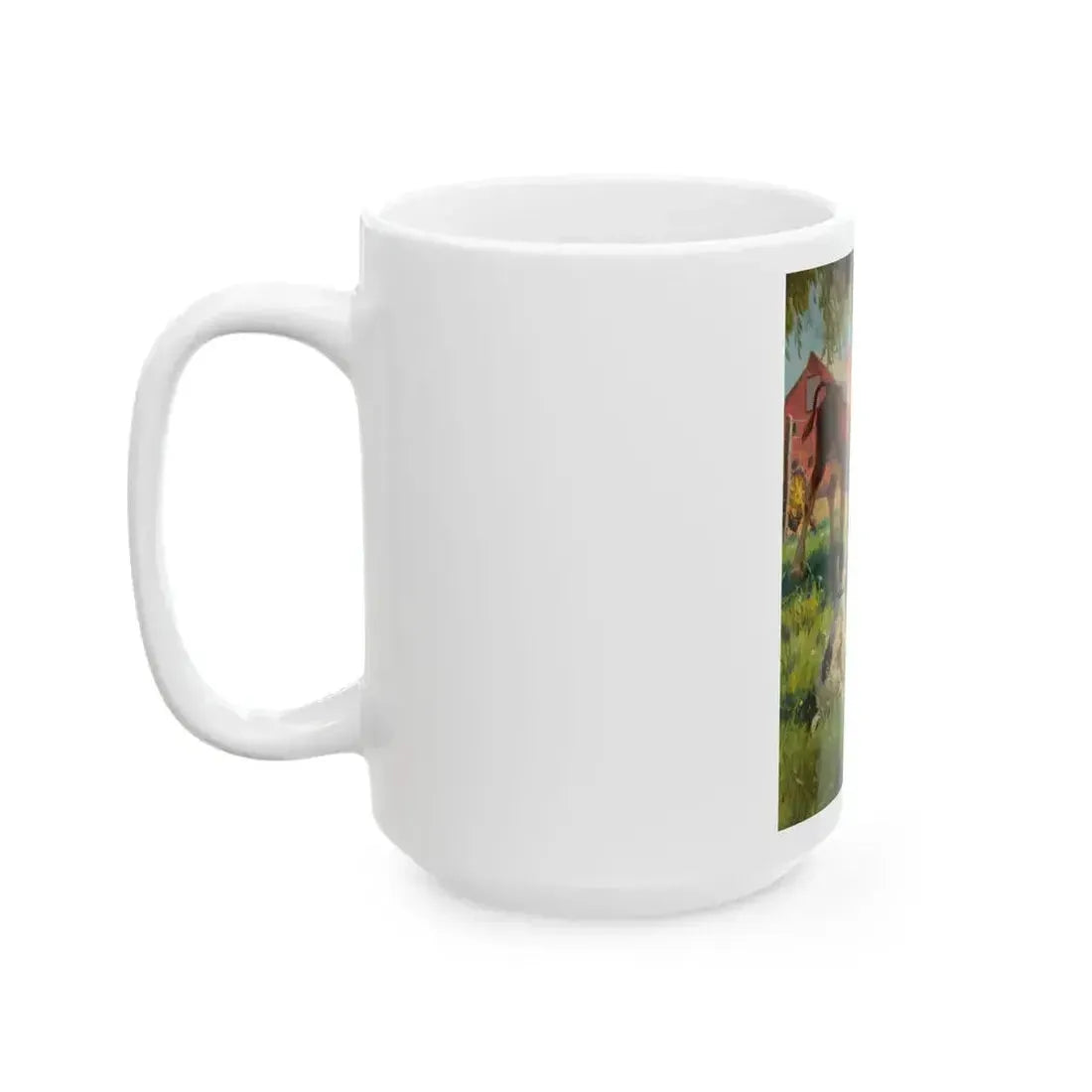 Boy with Calf and Dog - White Coffee Mug - Go Mug Yourself