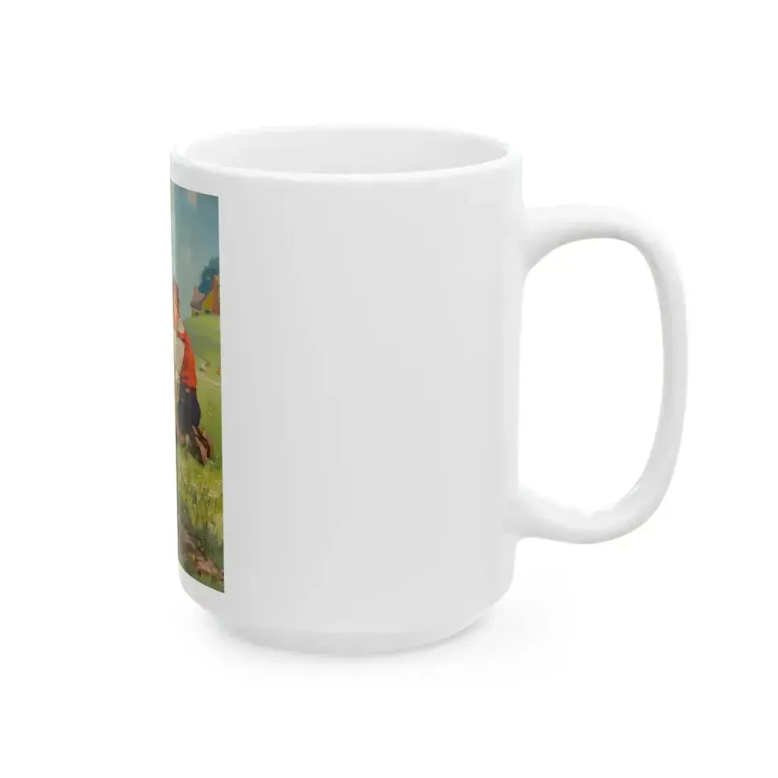 Boy with Calf and Dog - White Coffee Mug - Go Mug Yourself