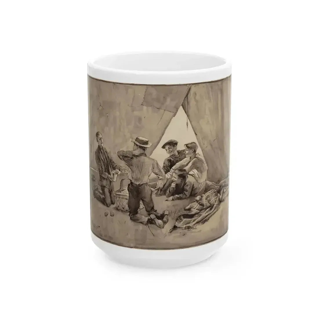 Boys and their Tents, 1894 - White Coffee Mug 15oz - Go Mug Yourself