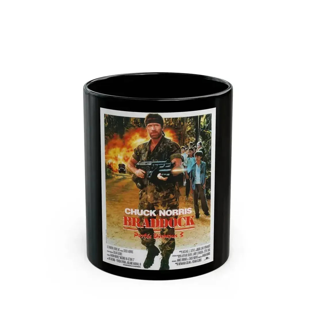 BRADDOCK MISSING IN ACTION 3 1988 Movie Poster - Black Coffee Mug 11oz - Go Mug Yourself