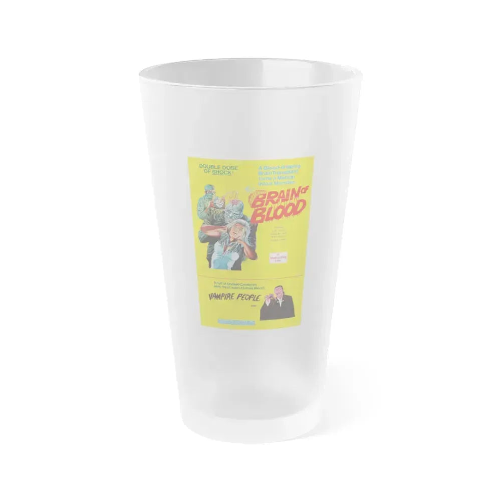 BRAIN OF BLOOD & VAMPIRE PEOPLE 1971 Movie Poster - Frosted Pint Glass 16oz 16oz Frosted - Go Mug Yourself