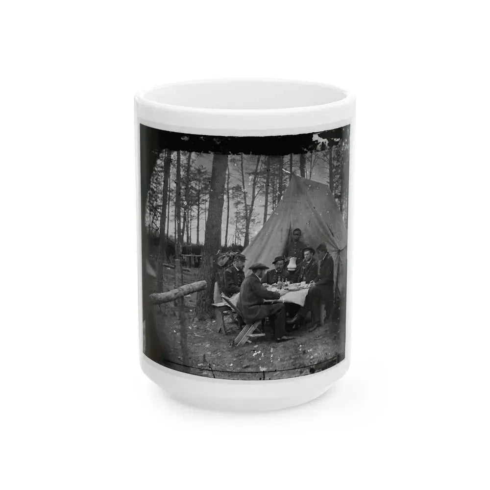 Brandy Station, Va. Dinner Party Outside Tent, Army Of The Potomac Headquarters (U.S. Civil War) White Coffee Mug 15oz - Go Mug Yourself