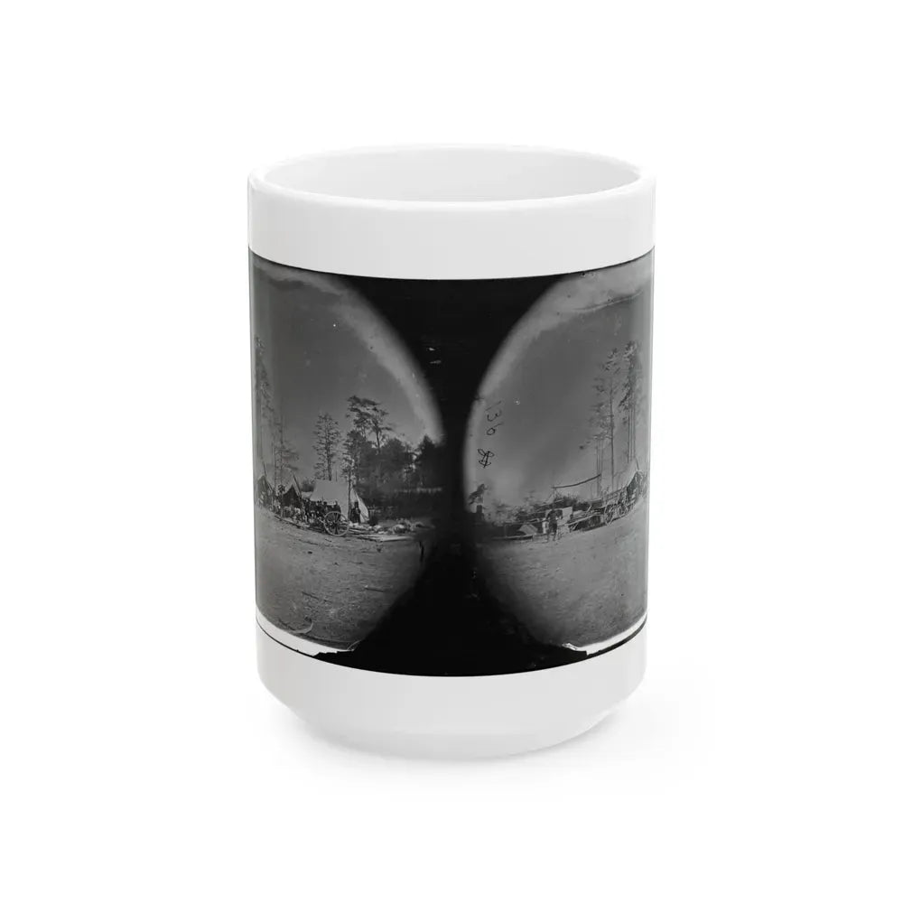 Brandy Station, Virginia. Carpenter, Wheelwright And Harness Shops. Headquarters, Army Of The Potomac (U.S. Civil War) White Coffee Mug 15oz - Go Mug Yourself