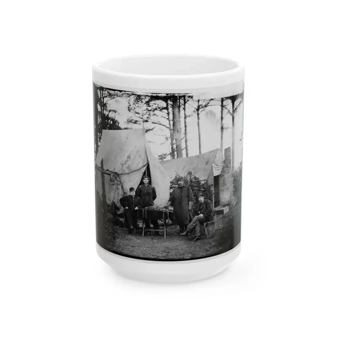 Brandy Station, Virginia. Group Of Officers, Headquarters, Army Of The Potomac (U.S. Civil War) White Coffee Mug 15oz - Go Mug Yourself