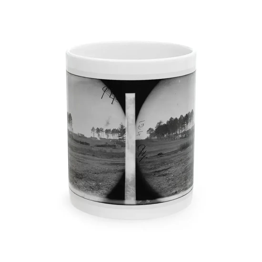 Brandy Station, Virginia. View Of Col. G.H. Sharpe's Quarters. Headquarters, Army Of The Potomac. Bull Ring In The Distance (U.S. Civil War) White Coffee Mug 11oz - Go Mug Yourself