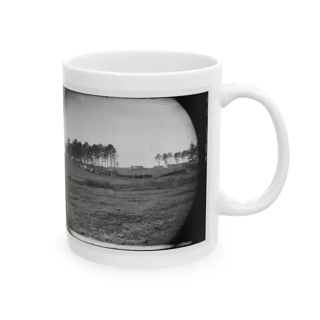 Brandy Station, Virginia. View Of Col. G.H. Sharpe's Quarters. Headquarters, Army Of The Potomac. Bull Ring In The Distance (U.S. Civil War) White Coffee Mug - Go Mug Yourself