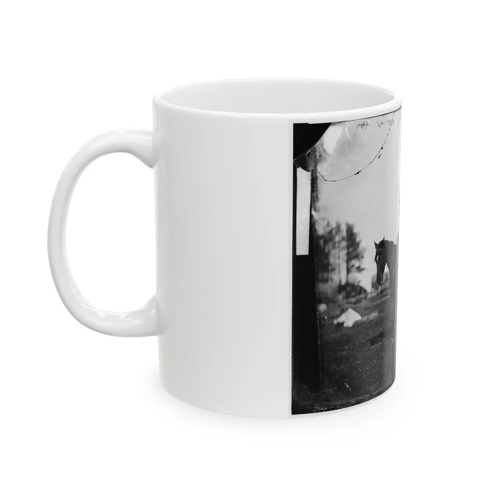 Brandy Station, Virginia. Alfred R. Waud, Artist For Harper's Weekly (Seated On A Horse) At Headquarters Army Of The Potomac (U.S. Civil War) White Coffee Mug-Go Mug Yourself