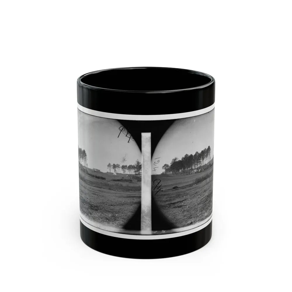 Brandy Station, Virginia. View Of Col. G.H. Sharpe's Quarters. Headquarters, Army Of The Potomac. Bull Ring In The Distance (U.S. Civil War) Black Coffee Mug-11oz-Go Mug Yourself