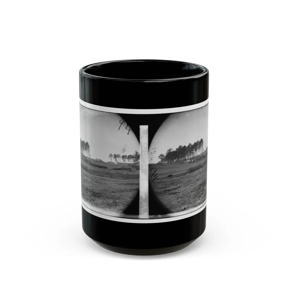Brandy Station, Virginia. View Of Col. G.H. Sharpe's Quarters. Headquarters, Army Of The Potomac. Bull Ring In The Distance (U.S. Civil War) Black Coffee Mug-15oz-Go Mug Yourself