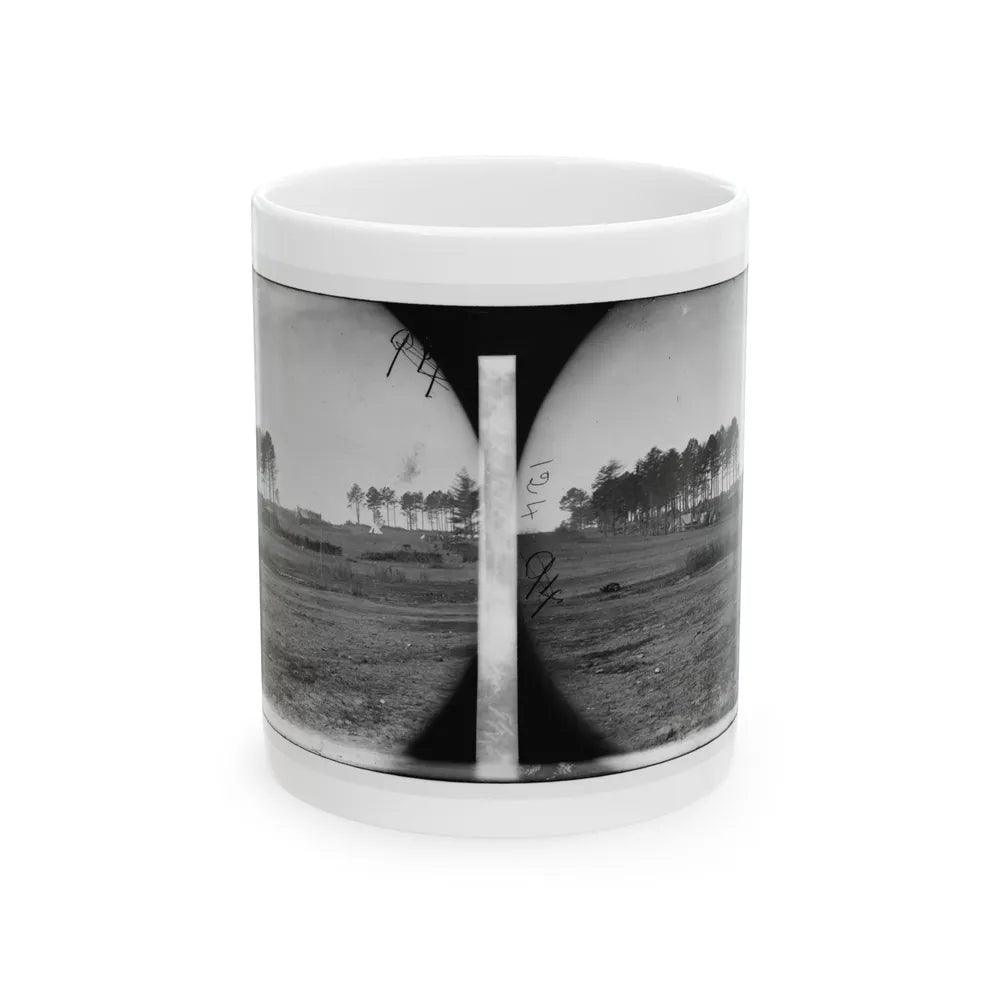 Brandy Station, Virginia. View Of Col. G.H. Sharpe's Quarters. Headquarters, Army Of The Potomac. Bull Ring In The Distance (U.S. Civil War) White Coffee Mug-11oz-Go Mug Yourself