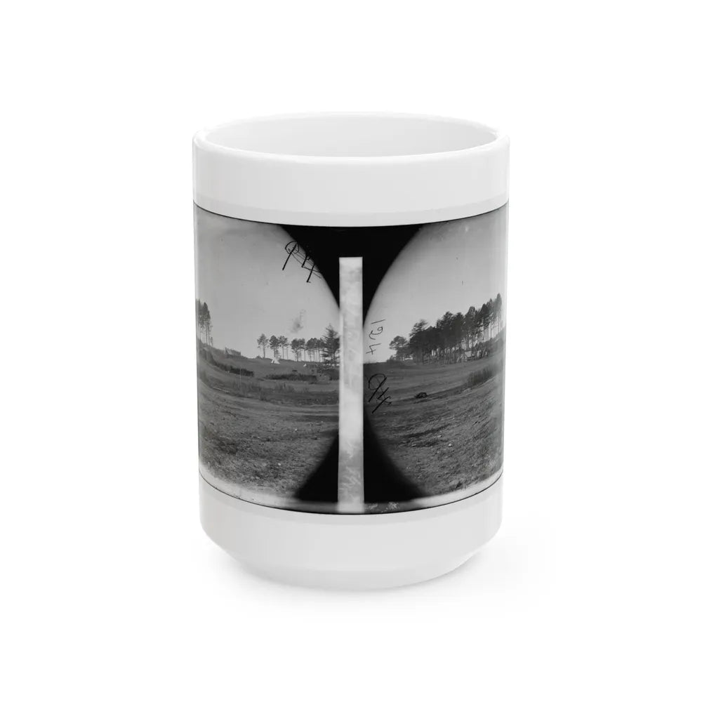 Brandy Station, Virginia. View Of Col. G.H. Sharpe's Quarters. Headquarters, Army Of The Potomac. Bull Ring In The Distance (U.S. Civil War) White Coffee Mug-15oz-Go Mug Yourself