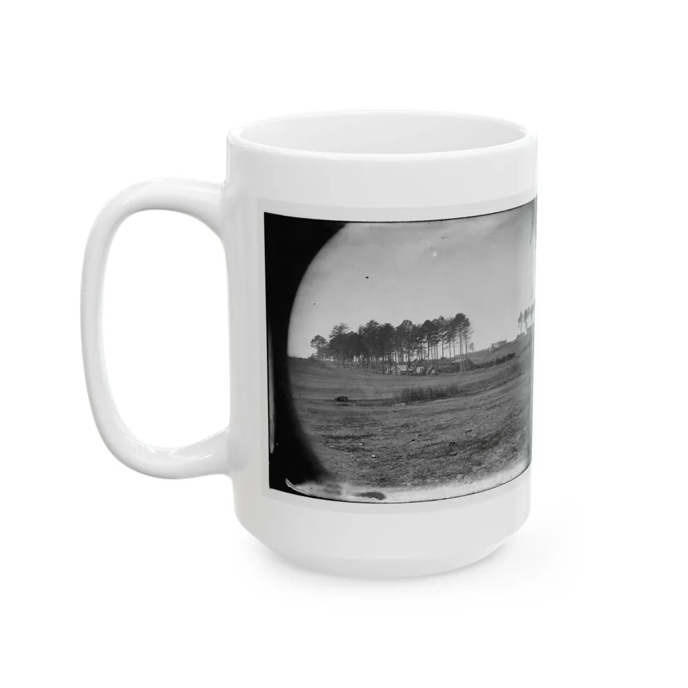 Brandy Station, Virginia. View Of Col. G.H. Sharpe's Quarters. Headquarters, Army Of The Potomac. Bull Ring In The Distance (U.S. Civil War) White Coffee Mug-Go Mug Yourself