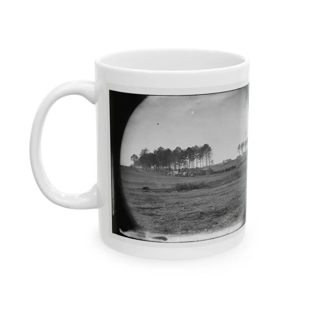 Brandy Station, Virginia. View Of Col. G.H. Sharpe's Quarters. Headquarters, Army Of The Potomac. Bull Ring In The Distance (U.S. Civil War) White Coffee Mug-Go Mug Yourself