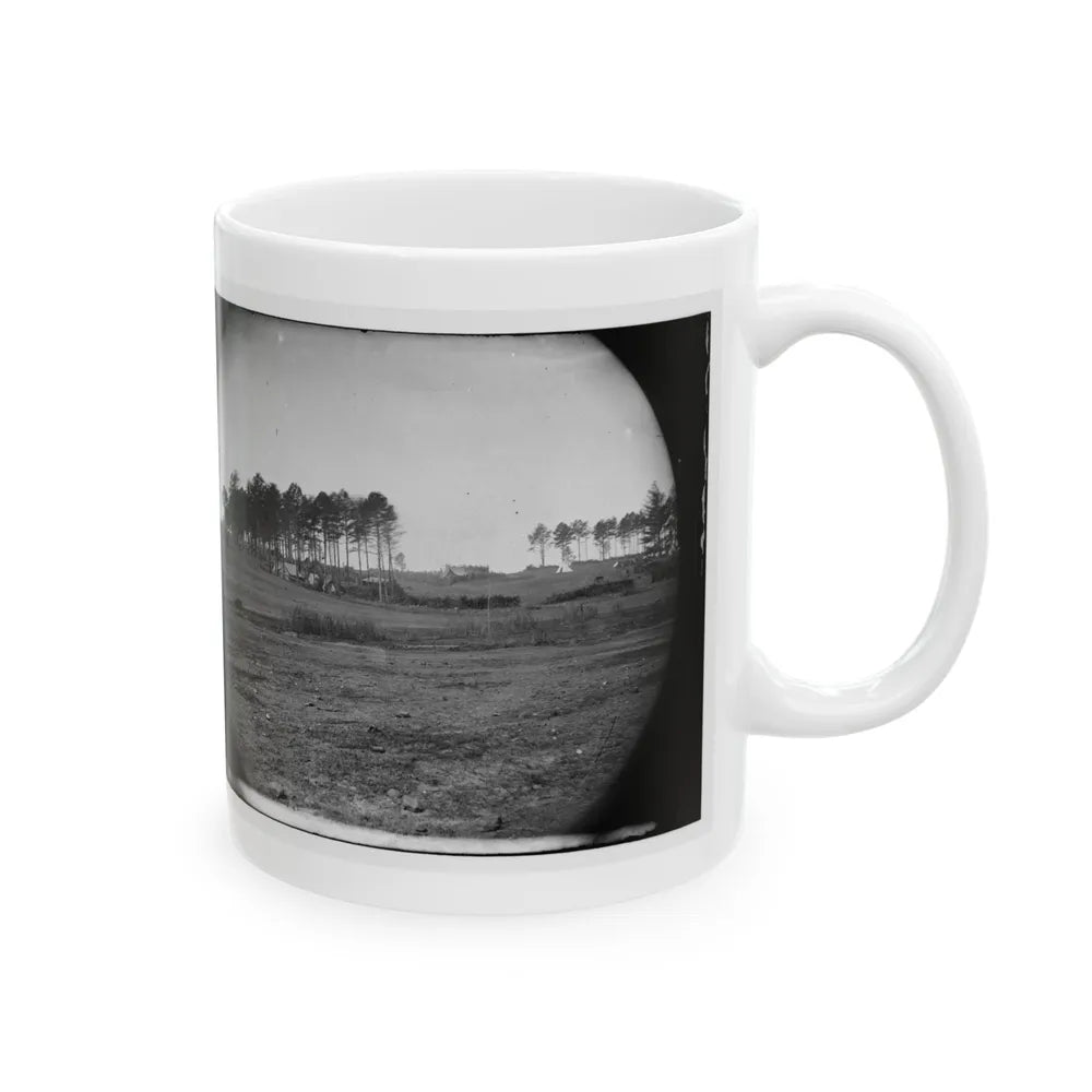 Brandy Station, Virginia. View Of Col. G.H. Sharpe's Quarters. Headquarters, Army Of The Potomac. Bull Ring In The Distance (U.S. Civil War) White Coffee Mug-Go Mug Yourself