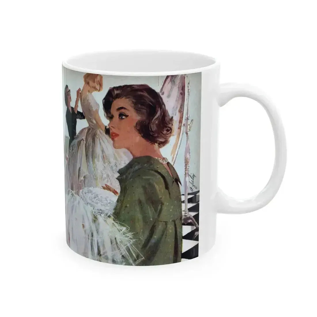 Bride In a Hurry, Redbook, July 1958 - White Coffee Mug - Go Mug Yourself