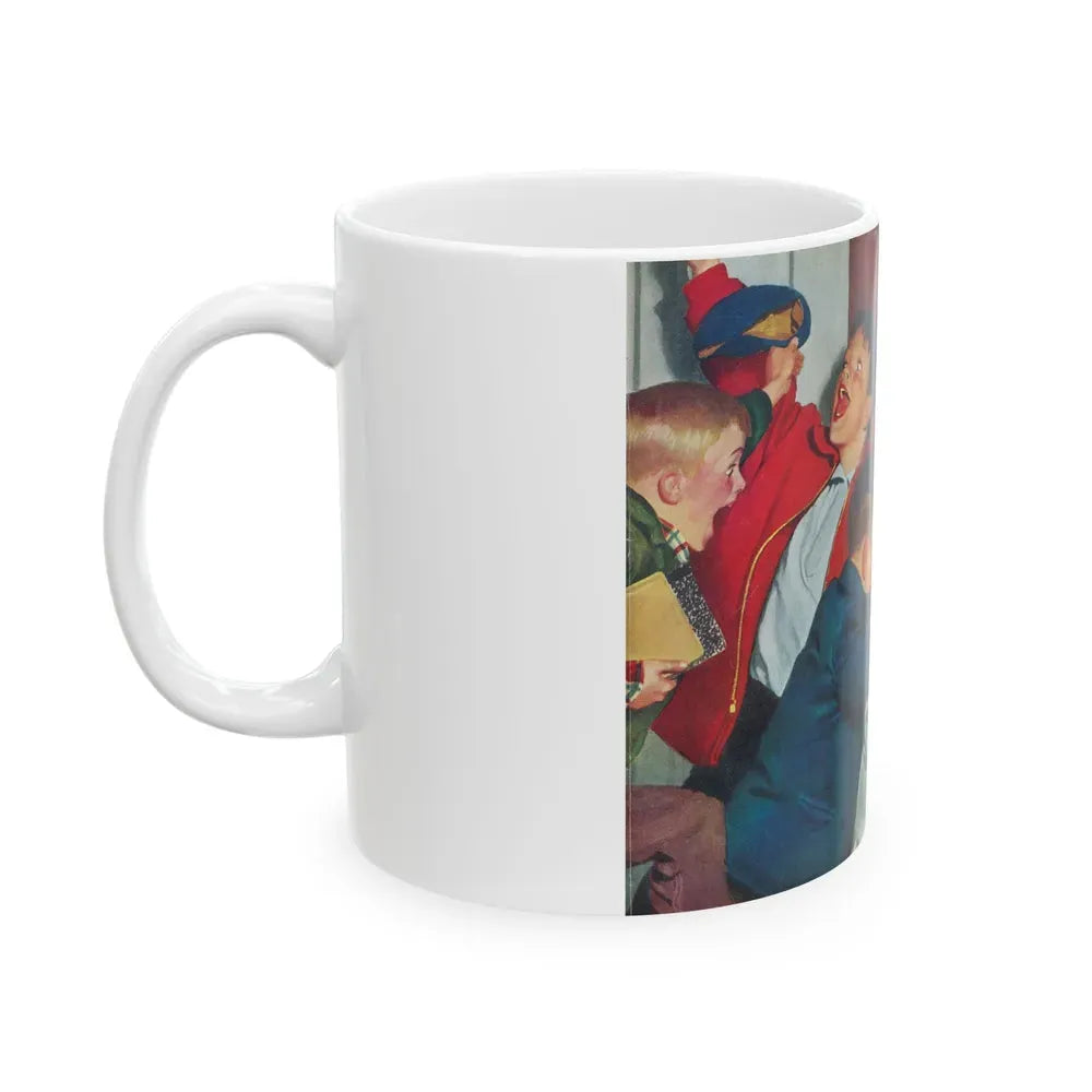 Bridge Party Disaster in Making, The Saturday Evening Post cover, Dec. 20, 1952 - White Coffee Mug - Go Mug Yourself
