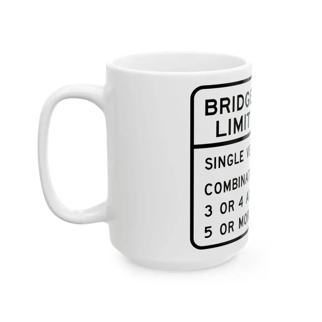 BRIDGE WEIGHT LIMIT TONS SINGLE VEHICLE 17 COMBINA Illinois MUTCD R12-I100 template (Illinois) (Road Sign) White Coffee Mug - Go Mug Yourself