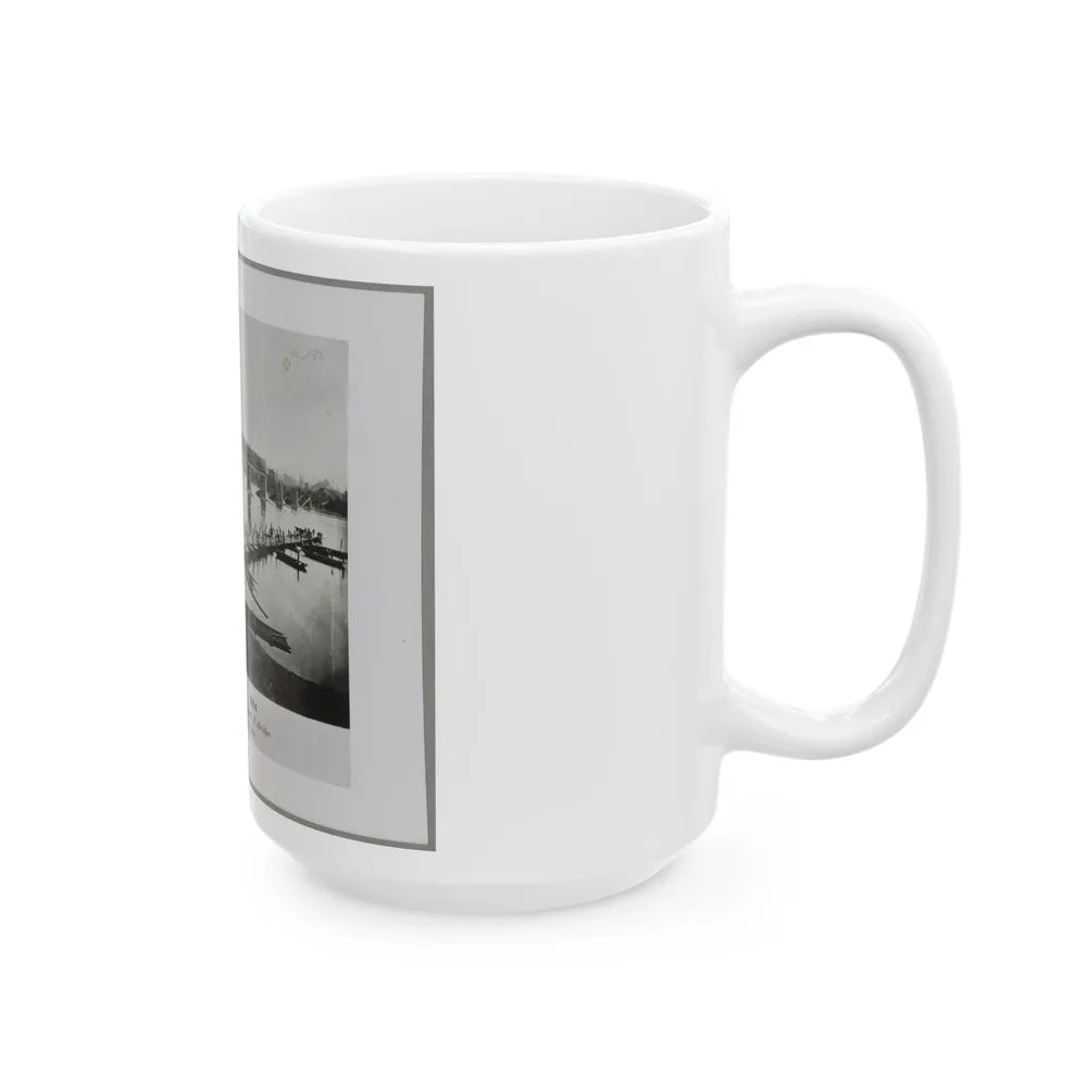 Bridgeport, Tenn. (I.E. Alabama), 1864, Showing Ruins Of Nashville & Chattanooga R.R. Bridge And Construction Of A Pontoon Bridge (U.S. Civil War) White Coffee Mug-Go Mug Yourself