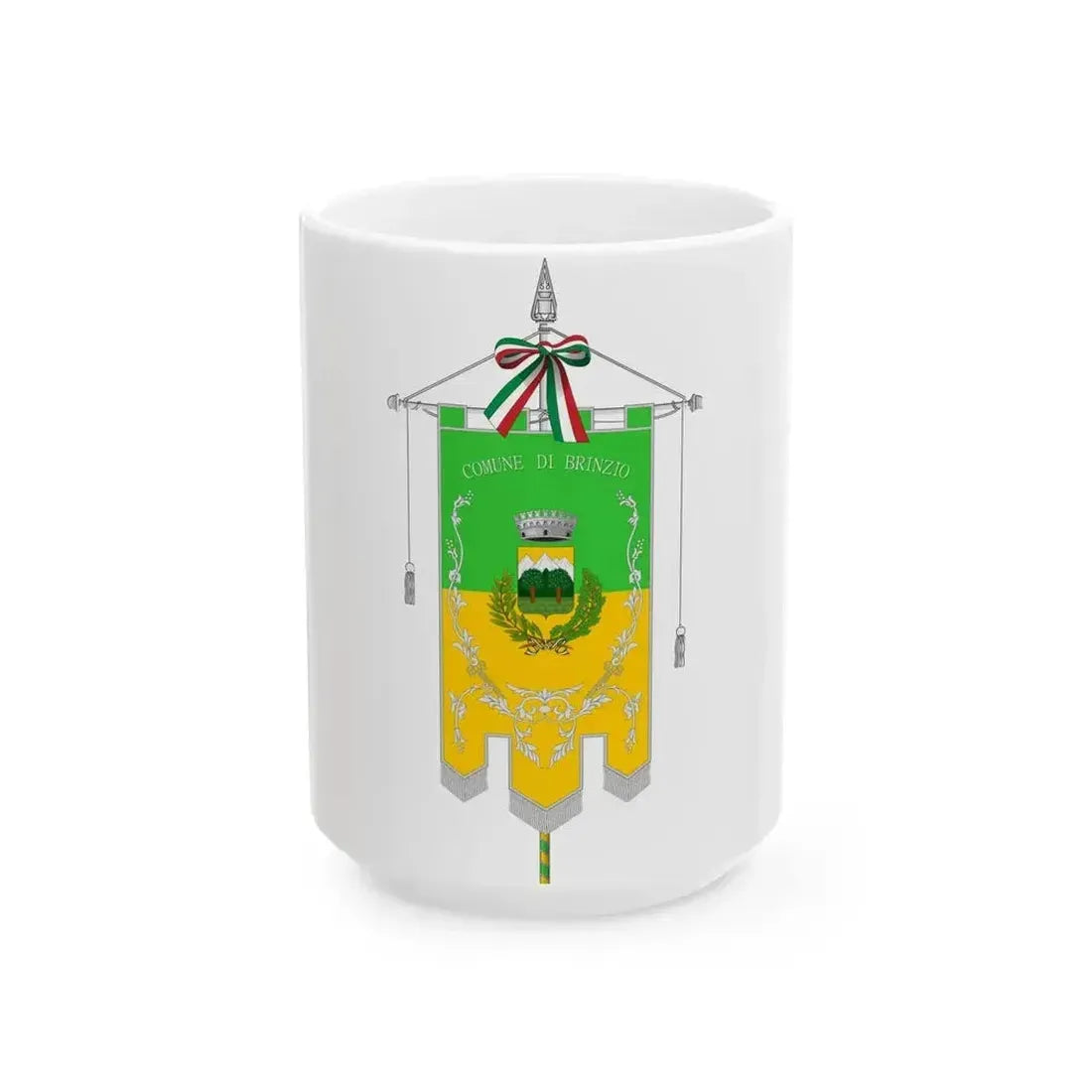 Brinzio-Gonfalone (Italy) White Coffee Mug 15oz - Go Mug Yourself