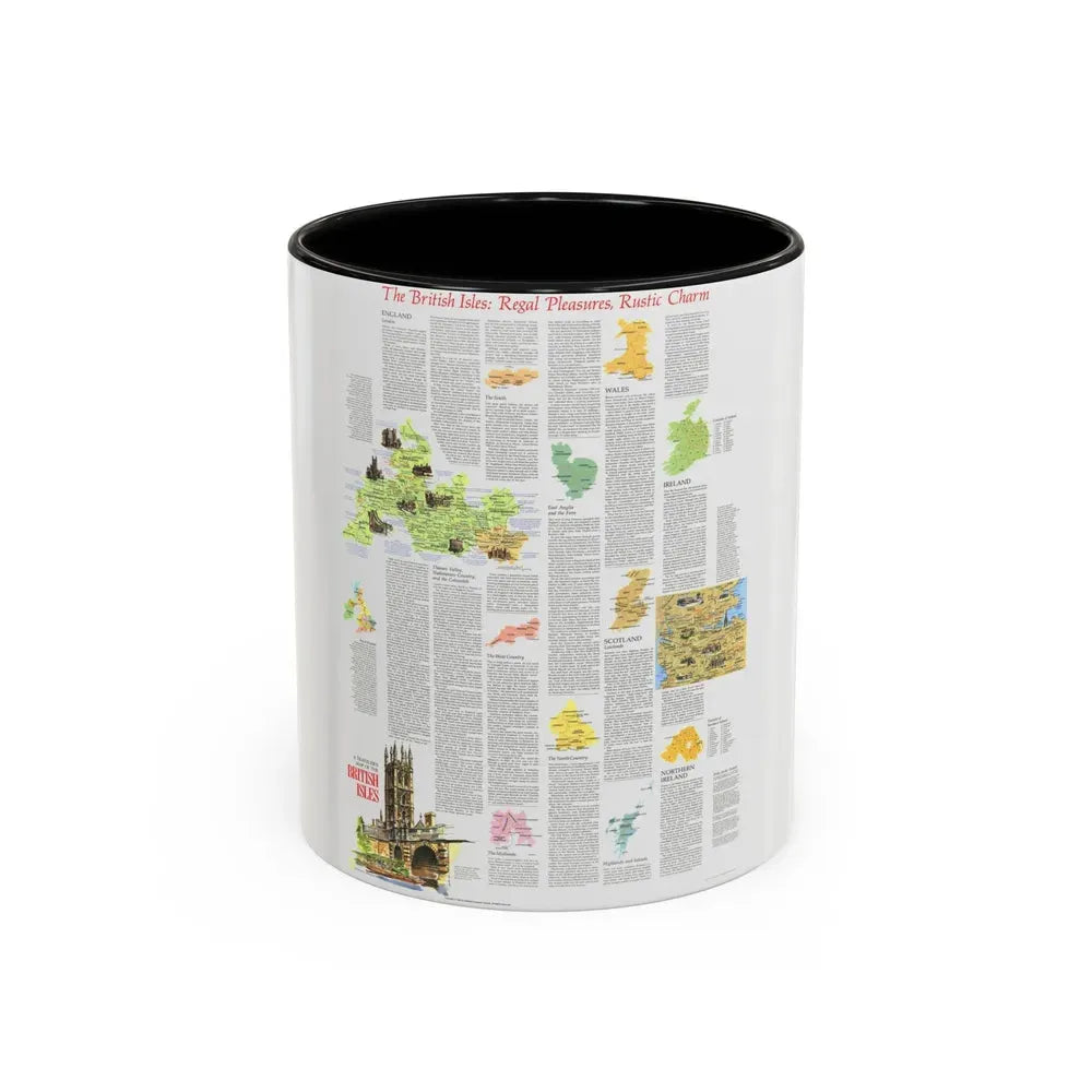 British Isles - A Traveller's Map 2 (1974) (Map) Accent Coffee Mug 11oz Black - Go Mug Yourself