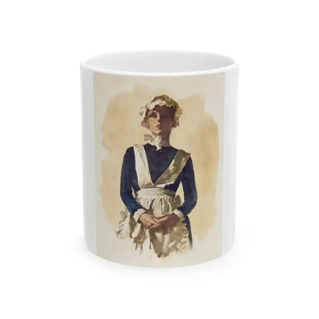 British Maid Illustration (c. 1980s) - White Coffee Mug 11oz - Go Mug Yourself