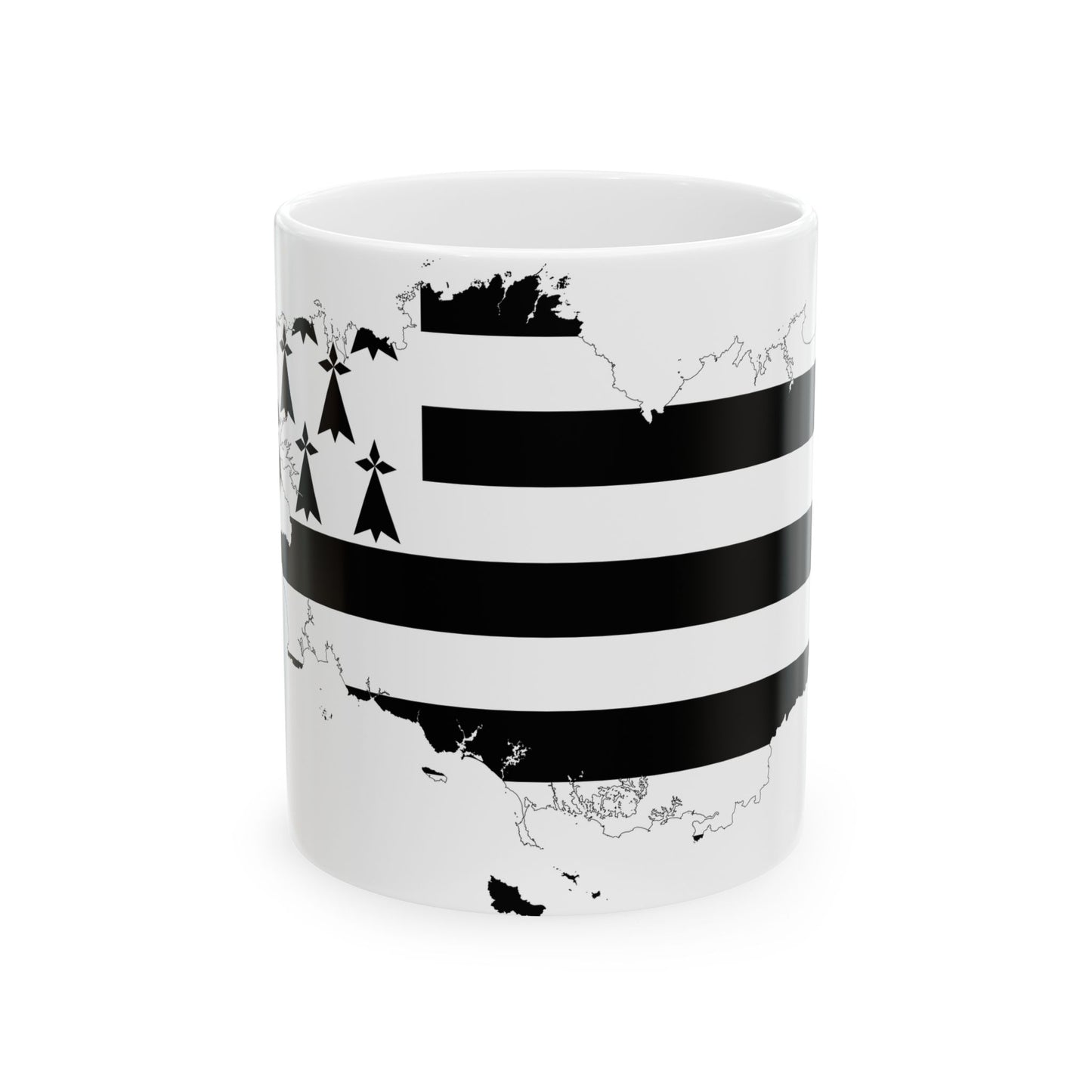 Brittany-Flagmap (France) White Coffee Mug-11oz-Go Mug Yourself