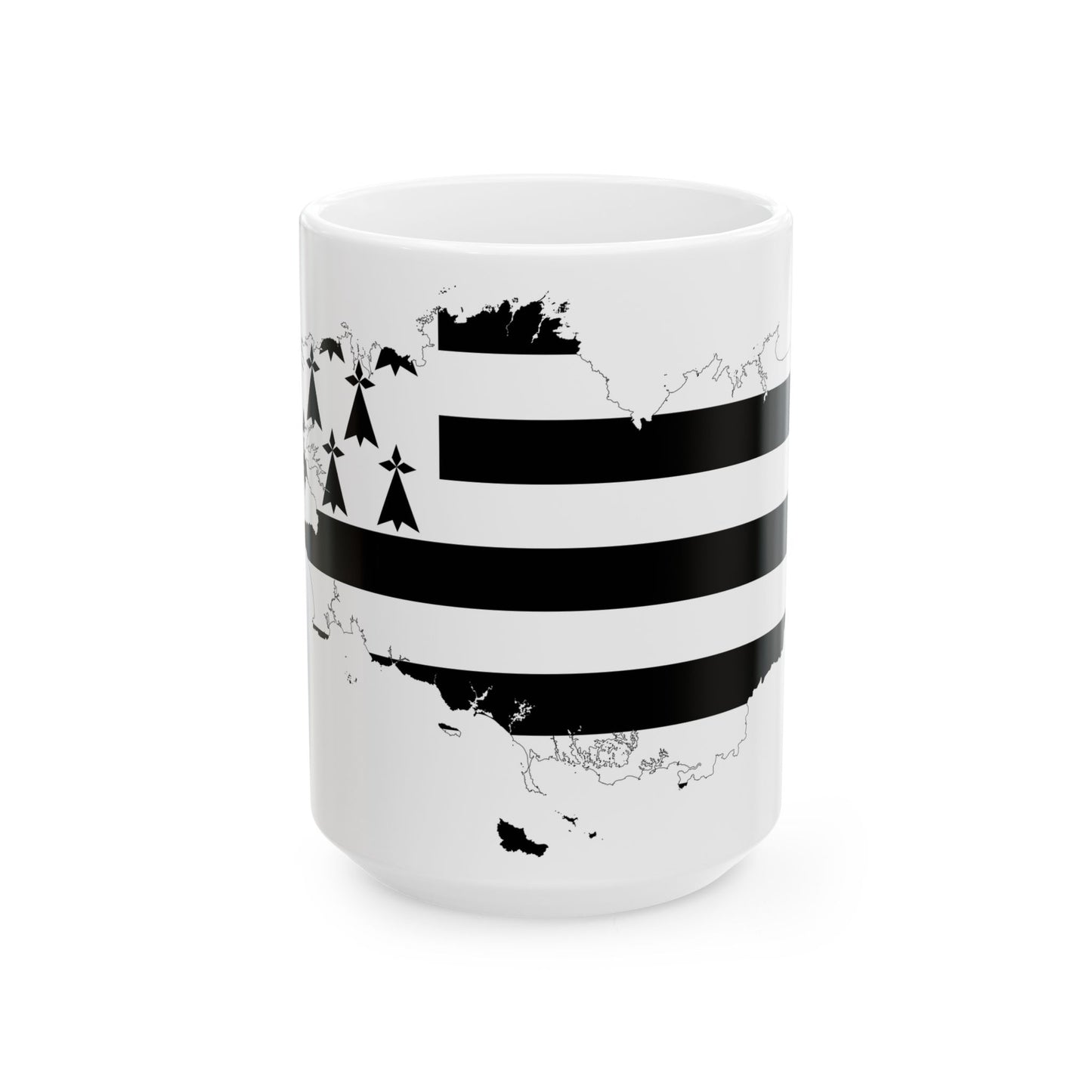 Brittany-Flagmap (France) White Coffee Mug-15oz-Go Mug Yourself