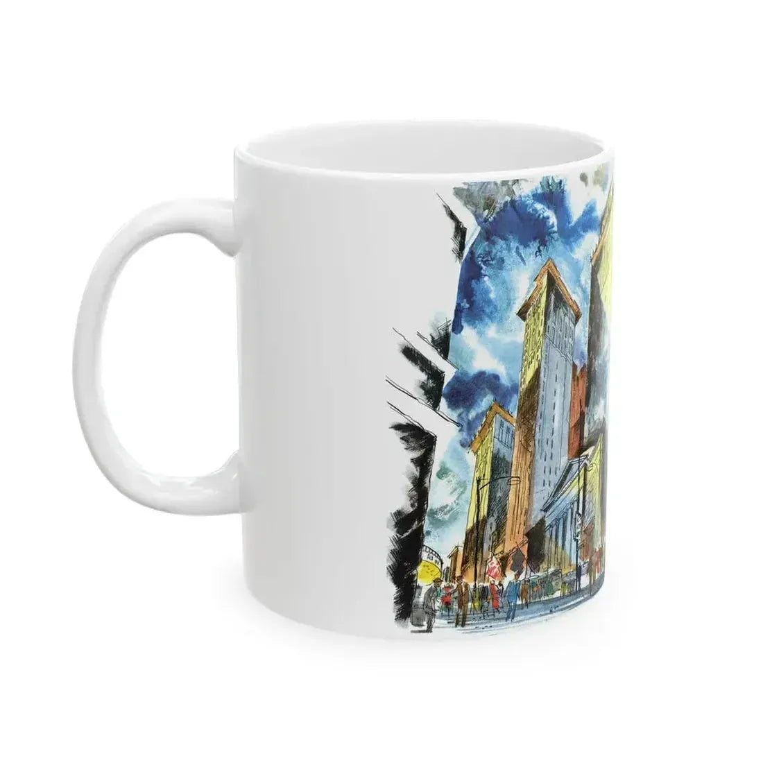 Broad and Chestnut Streets facing City Hall, Philadelphia - White Coffee Mug - Go Mug Yourself
