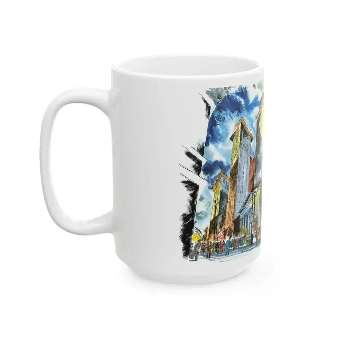 Broad and Chestnut Streets facing City Hall, Philadelphia - White Coffee Mug - Go Mug Yourself