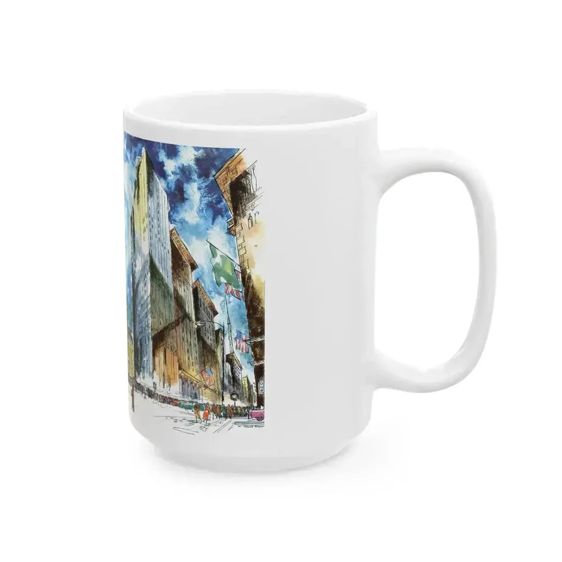 Broad and Chestnut Streets facing City Hall, Philadelphia - White Coffee Mug - Go Mug Yourself