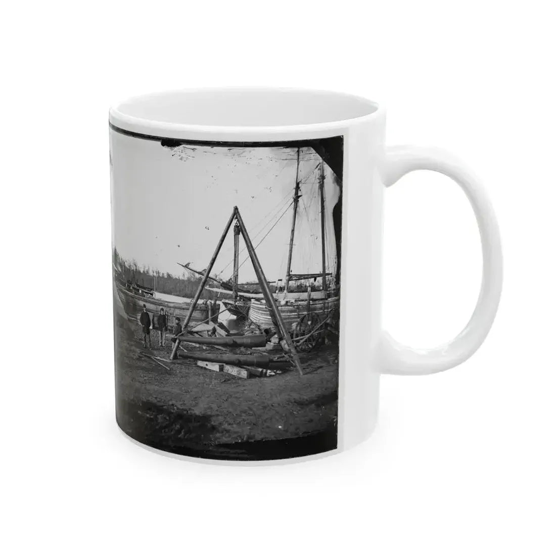 Broadway Landing, Va. Tripod Artillery Swing By The Appomattox (U.S. Civil War) White Coffee Mug - Go Mug Yourself
