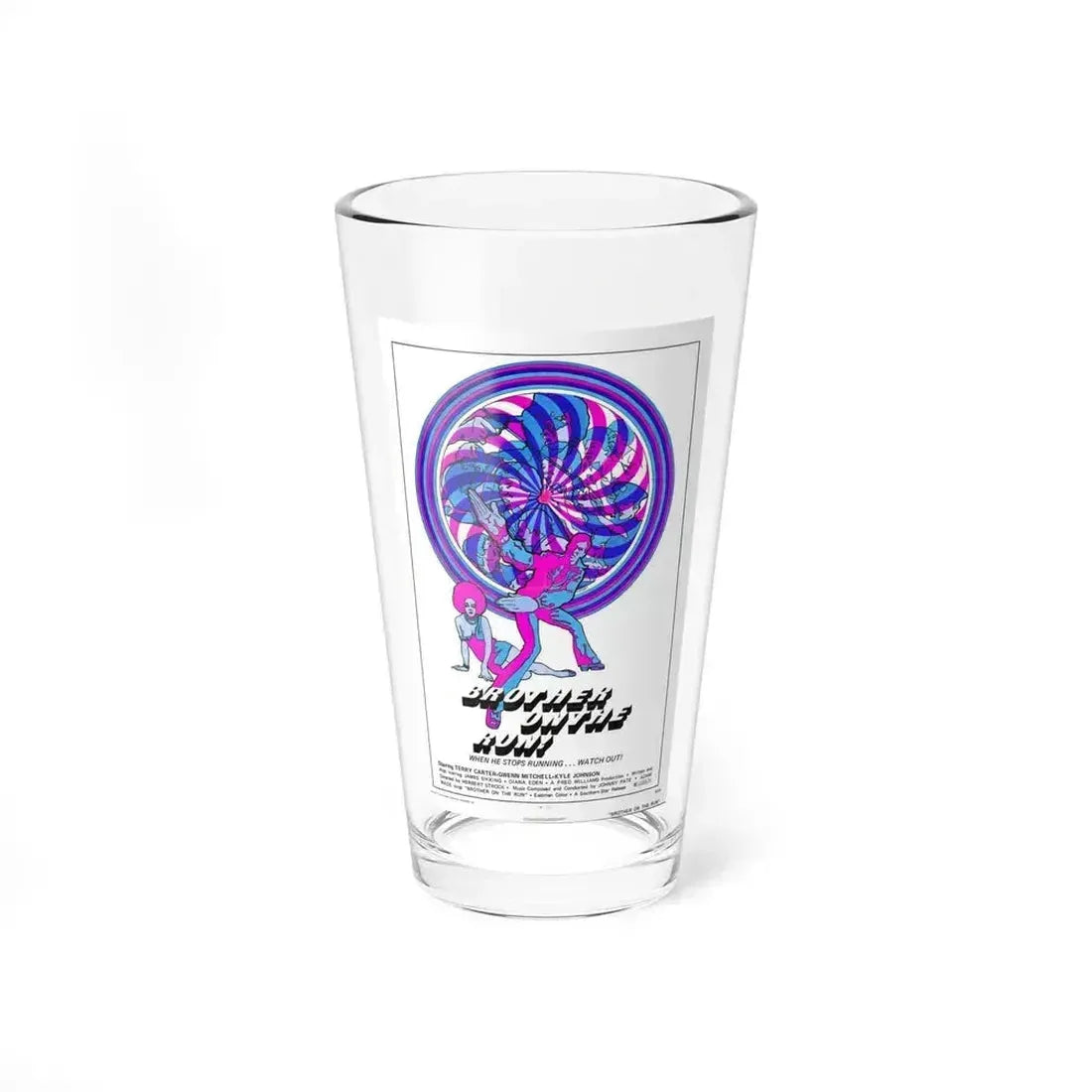 BROTHER ON THE RUN 1973 Movie Poster - Pint Glass 16oz 16oz - Go Mug Yourself