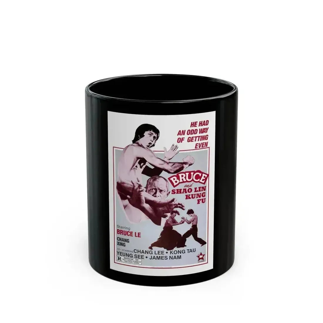BRUCE AND SHAOLIN KUNG FU 1977 Movie Poster - Black Coffee Mug 11oz - Go Mug Yourself