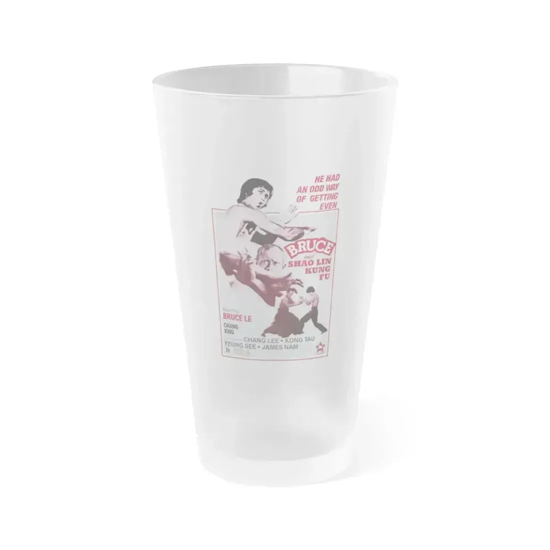 BRUCE AND SHAOLIN KUNG FU 1977 Movie Poster - Frosted Pint Glass 16oz 16oz Frosted - Go Mug Yourself